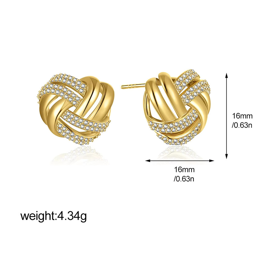 Erpels Ohrstecker Kreuzungsknoten, goldfarben, Zirkon, Damen - Bild 3