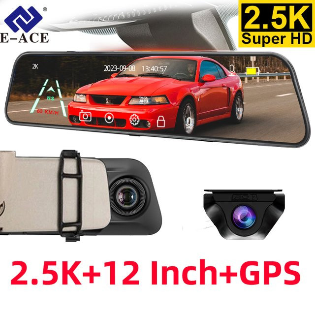 ACCEO Dashcam mit 12-Zoll-Touchscreen als Auto-Rückspiegel Videorecorder inklusive Sony-Rückfahrkamera in Schwarz - Bild 1
