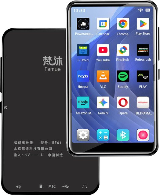 Famue BF61 Android 10 MP3-Player mit 32GB Speicher, 4-Zoll-Bildschirm, WLAN und Bluetooth in Schwarz - Bild 1