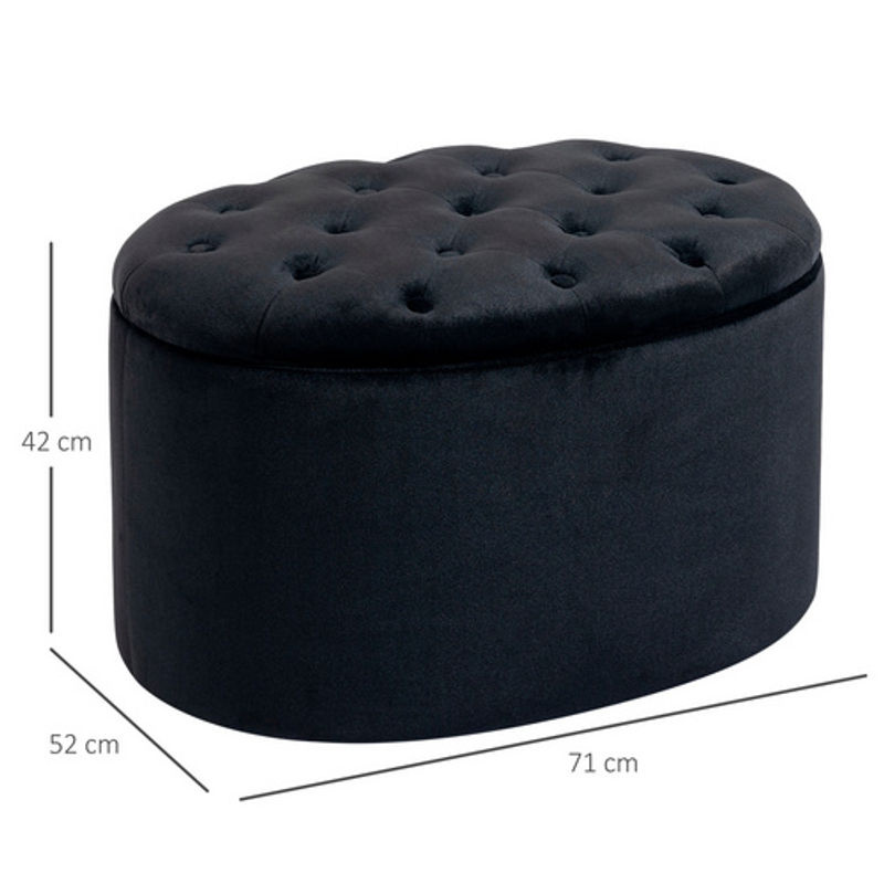 HOMCOM Sitzbank mit Stauraum aus Polyester in Schwarz, B/T/H: 71 x 52 x 42 cm - Bild 3