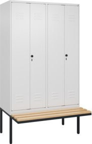 C+P PSA Doppel-Spind Classic PLUS Sitzbank mit 4 Abteilen, Buche-Hartholz und Sicherheits-Drehriegel, B/T/H: 212,0 x 120,0 x 81,5 cm - Bild 1
