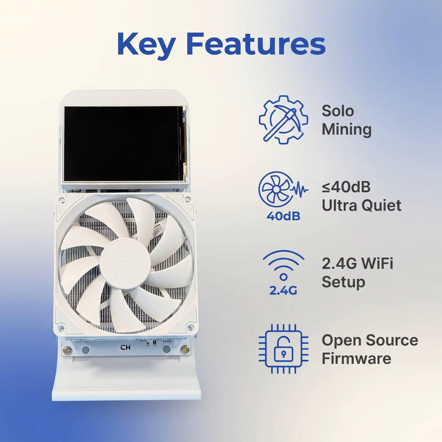 yysluping Dual-Fan Bitcoin Miner mit LCD-Bildschirm, Open-Source-ASIC-Miner in Weiß - Bild 2