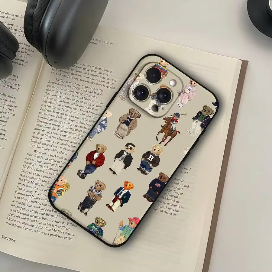 Stoßfeste Silikon-Handyhülle im Teddybär-Design für iPhone 17 16 15 14 13 12 11 Pro Max Mini XS XR 7 Plus in Multicolor - Bild 5