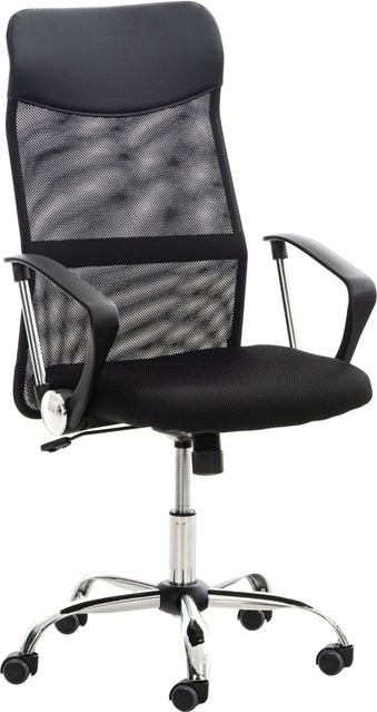 TPFLiving Bürostuhl Waterloo in Schwarz aus Kunstleder mit Armlehnen und Rollen - Bild 1
