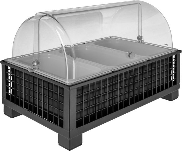 VEGA Buffetvitrine Portland hoch in Anthrazit, Transparent und Weiß mit 3x GN 1/3 und GN 1/1, B/T/H: 55,4 x 35,2 x 29,9 cm - Bild 1