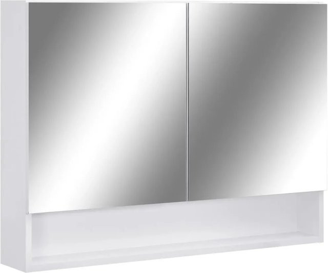 vidaXL LED-Bad-Spiegelschrank in Weiß mit integrierter Beleuchtung und Regalen, B/H/T: 80 x 60 x 15 cm - Bild 1