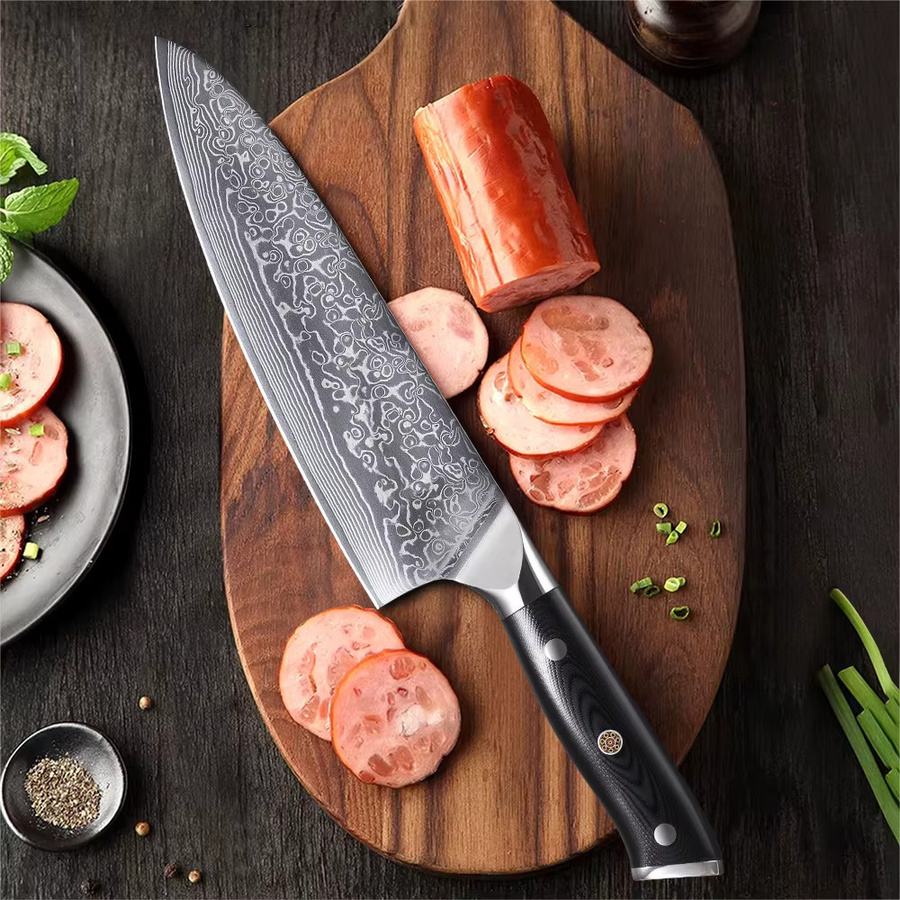 MOSTODOZO Profi-Kochmesser aus Damaszener Stahl mit G10-Griff, 8 Zoll Küchenmesser zum Schneiden von Fleisch, Obst und Fisch - Bild 2