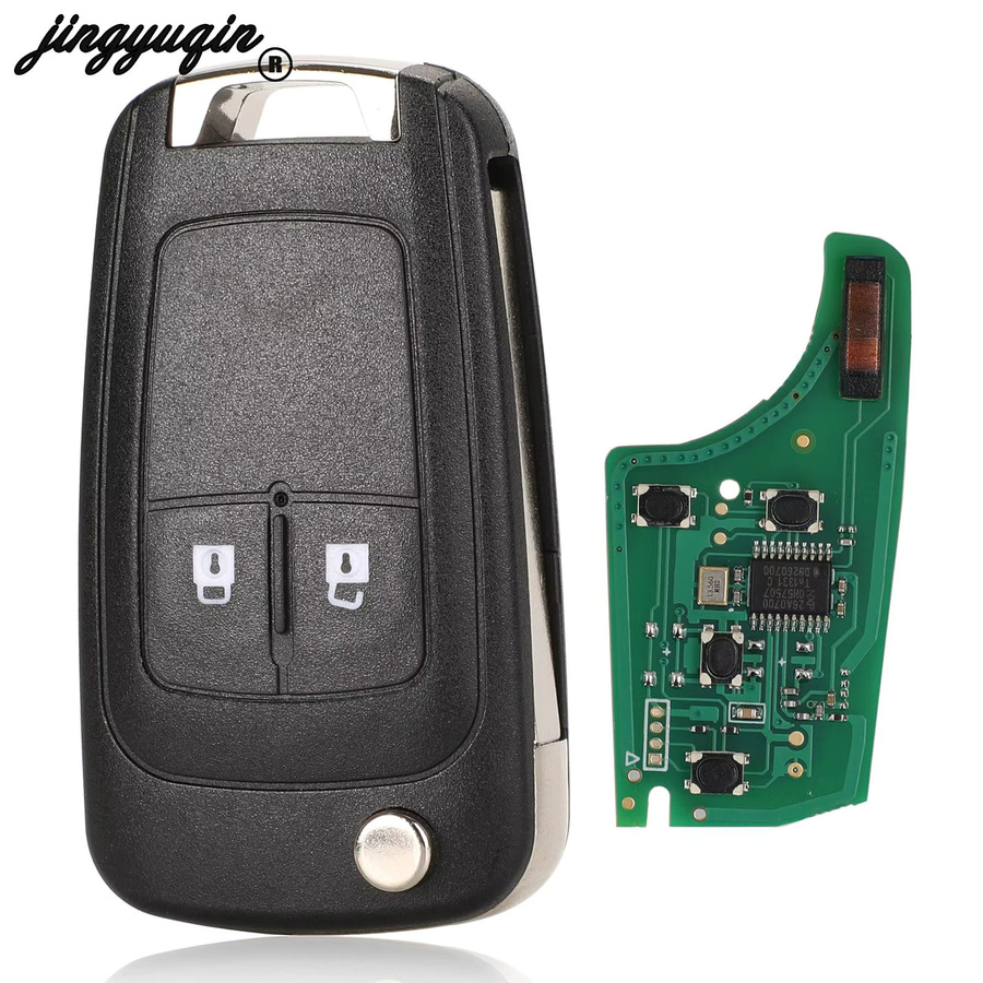 Jingyuqin Klappbarer Fernbedienungs-Autoschlüssel für Chevrolet Camaro Cruze Equinox Impala Spark Volt, Schwarz, 315/433MHz ID46 PCF7937E Chip, 2/3/4/5-Tasten - Bild 2