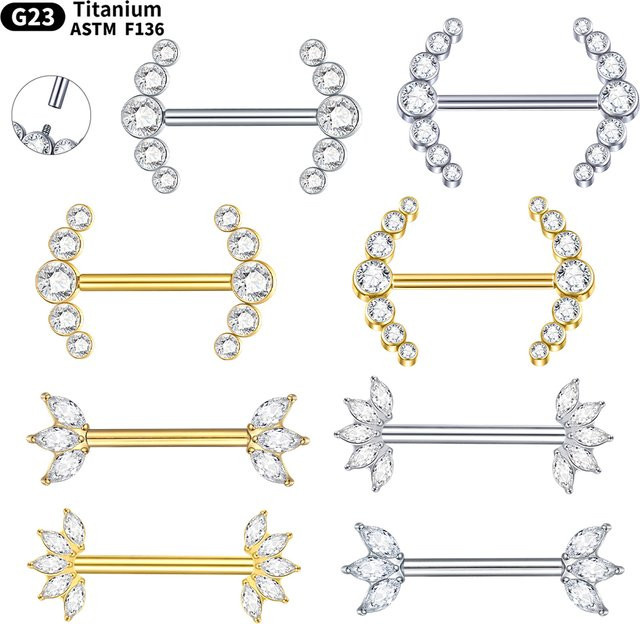 SWANJO Nippelpiercing Titan, Zirkonia, Silber, Damen - Bild 1