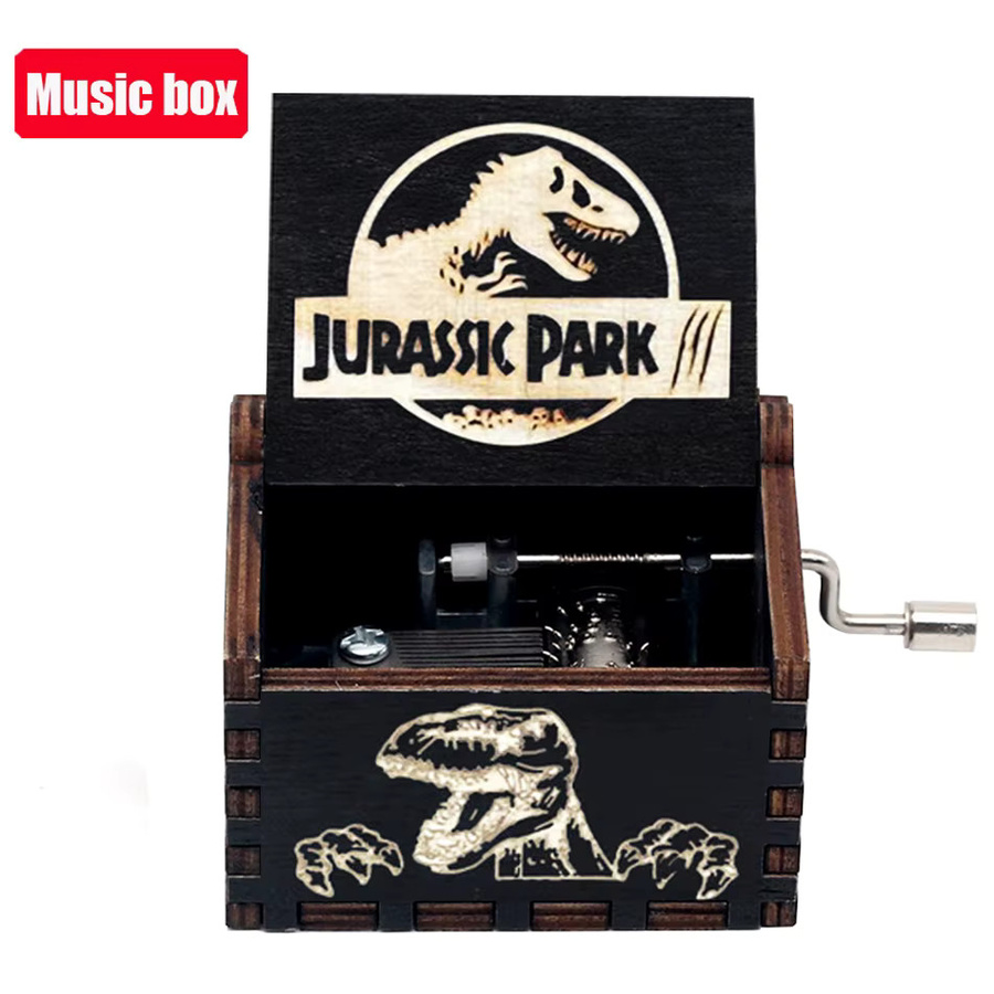 Bandai Jurassic Park Musikbox, Holz Handkurbel, Schwarz - Bild 2