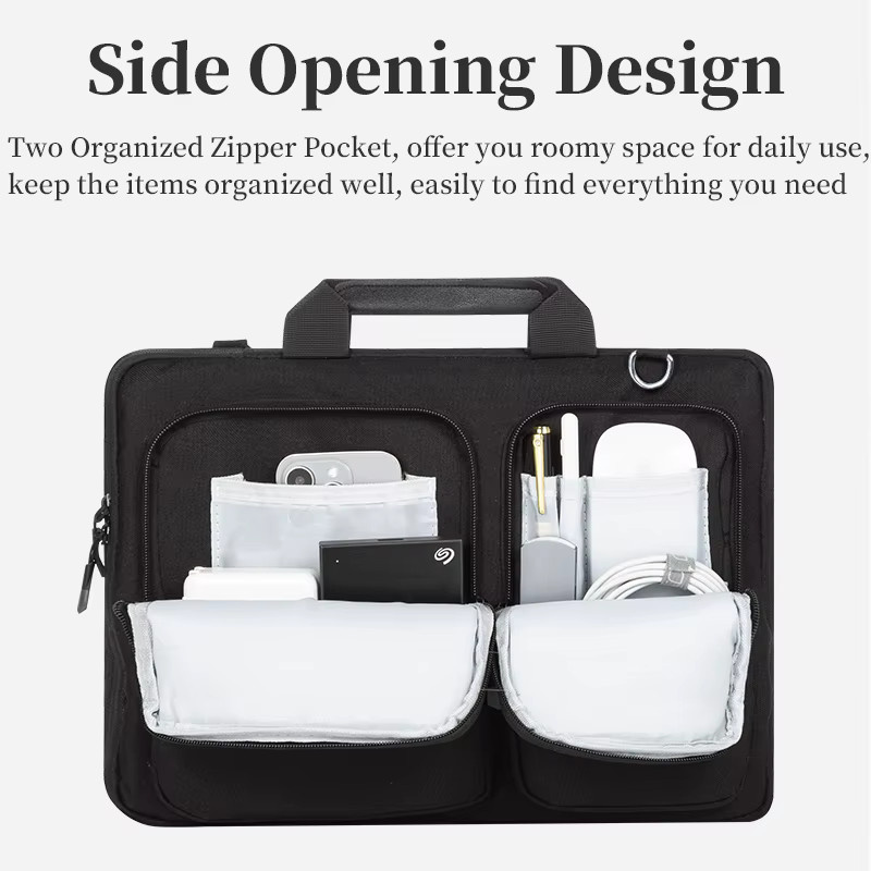 WOMT Laptoptasche für Herren als Business Aktentasche und Tragetasche in Schwarz, passend für 13,3 bis 15,6 Zoll Laptops wie MacBook Air/Pro, ASUS, Huawei, Xiaomi, Dell, Surface und Acer - Bild 2