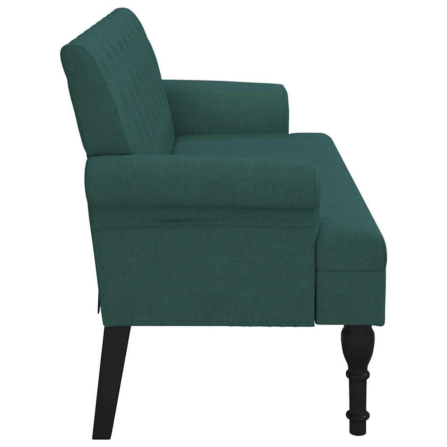 vidaXL Sitzbank mit Rückenlehne in Dunkelgrün aus Gummibaumholz und Stoff im Antik-Stil, B/T/H: 120 x 62 x 75,5 cm - Bild 3