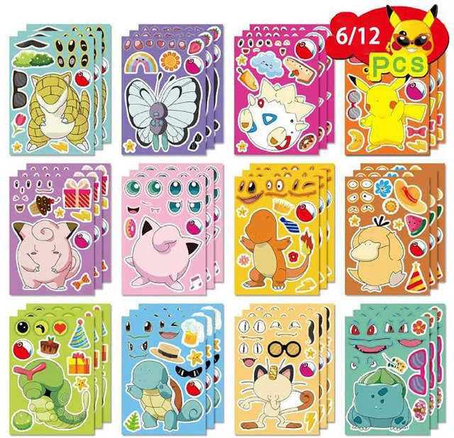TAKARA TOMY Pokémon Pikachu Puzzle-Aufkleber, 6/12 Blatt - Bild 1