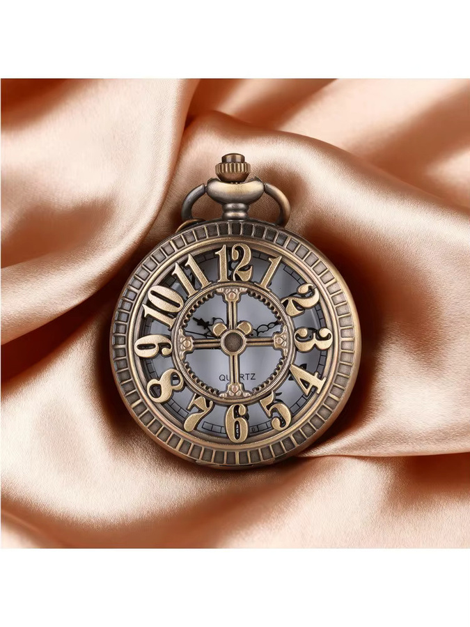 TINUORA Taschenuhr mit Halskettenanhänger, Quarz, Messing, Bronze, Unisex - Bild 5