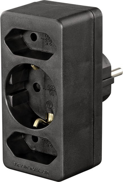Hama Multistecker 3-fach mit 2 Euro- und 1 Schutzkontakt-Kupplung in Schwarz - Bild 1