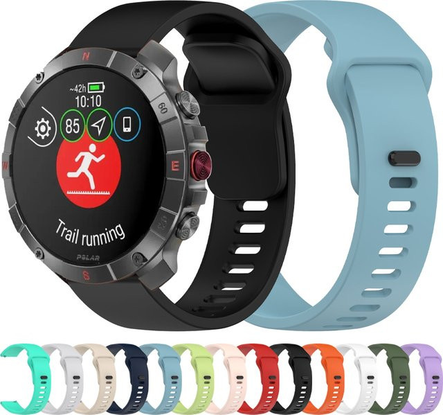 Polar Uhrenarmband Silikon, Schwarz, Unisex, 20 mm, 22 mm - Bild 1