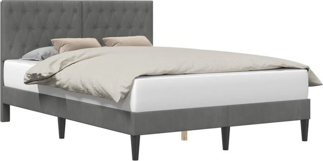 vidaXL Bettrahmen mit Kopfteil aus Samt in Dunkelgrau B/T/H: 124 x 192 x 280 cm - Bild 1