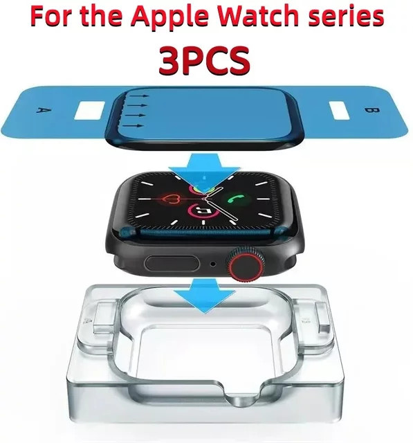 3er-Set Keramik-Displayschutzfolie für Apple Watch Ultra, Series 11, 10, 9, 8, 7, 6, 5, 4, 3, 2, 1, SE, transparent - Bild 1