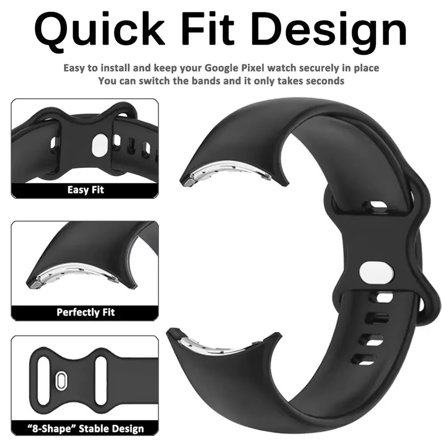 Google Uhrenarmband Silikon, Schwarz, Unisex - Bild 2