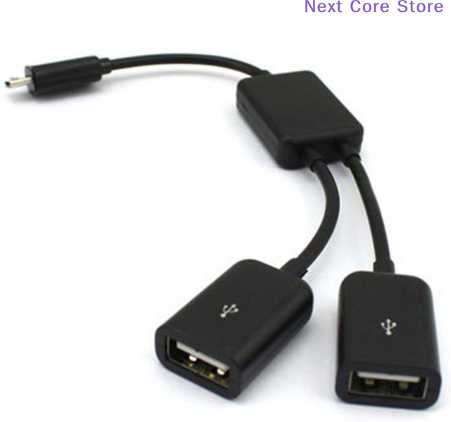 eelhoe Dual Micro USB OTG Hub Host-Adapterkabel für Tablet-PC und Smartphone, Schwarz - Bild 1