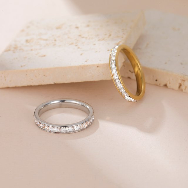 Skyrim Ring Edelstahl, Goldfarben, Zirkonia, Damen und Herren - Bild 1