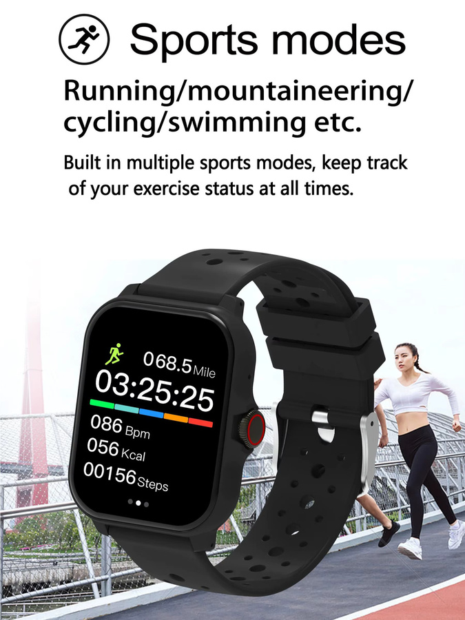 SIMSONLAB Smartwatch, 1,83'', Schwarz, Silikon, Unisex - Bild 5