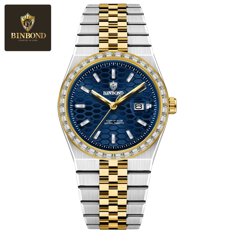 BINBOND Armbanduhr Quarz, Edelstahl, Blau, Herren - Bild 3
