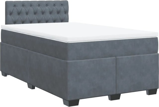 vidaXL Boxspringbett mit Matratze aus Samt in Dunkelgrau, B/T/H: 120 x 200 cm - Bild 1