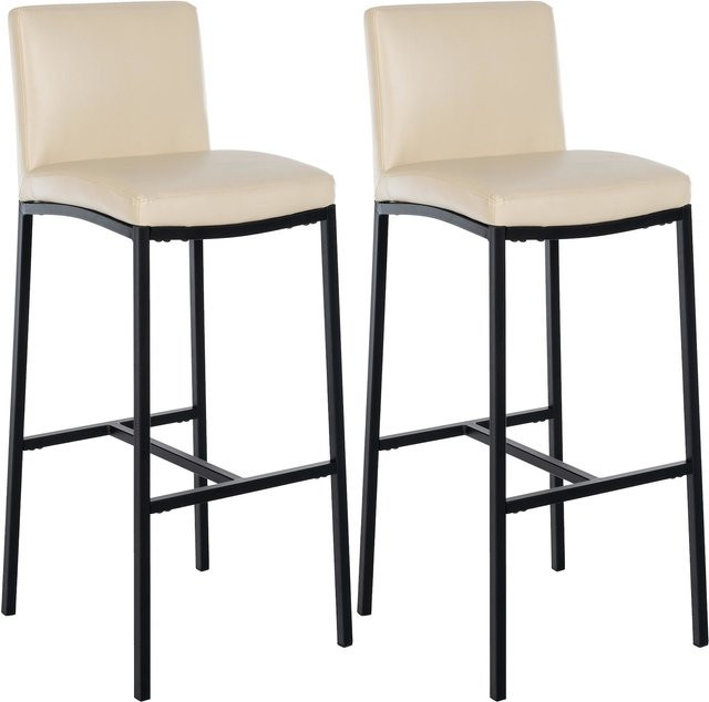 CLP Barhocker 2er Set Freeport gepolsterte Barstühle mit Lehne und Fußablage in Schwarz mit matt-schwarzem Metallgestell - Bild 1