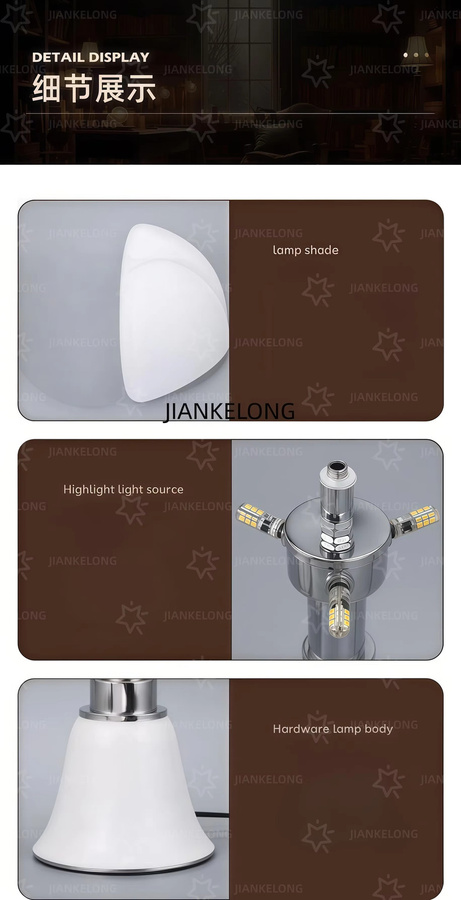 JIANKEXING Vintage LED Schreibtischlampe in Weiß, dimmbare Designer Tischlampe für Wohnzimmer, Schlafzimmer und Home Office - Bild 3