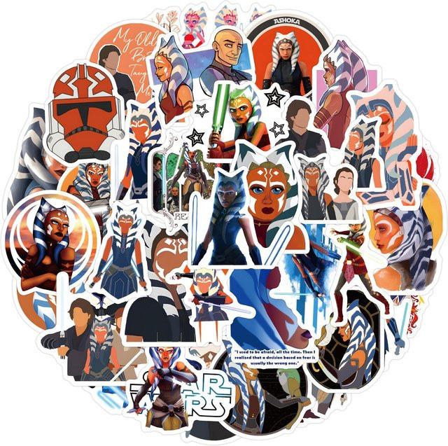 55 Ahsoka Doodle Cartoon Aufkleber in Multicolour zum Dekorieren von Koffern, Notizbüchern und Gitarren - Bild 1