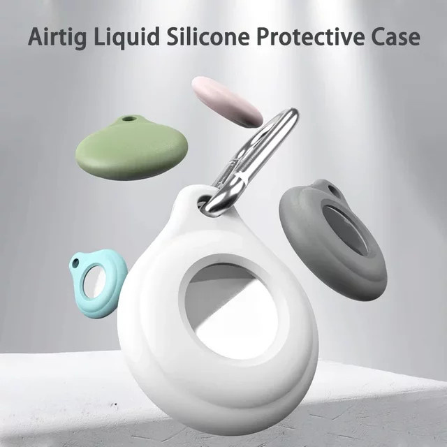 Apple AirTag Schutzhülle aus Flüssigsilikon mit Schlüsselanhänger in Gelb - Bild 1
