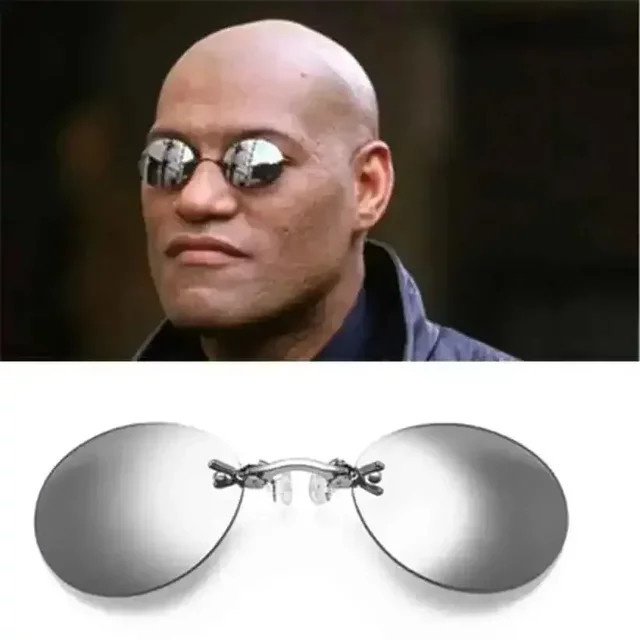 Matrix Morpheus Clip-On-Nasenbrillen, rund, randlos, Herren, grau, Metall - Bild 1