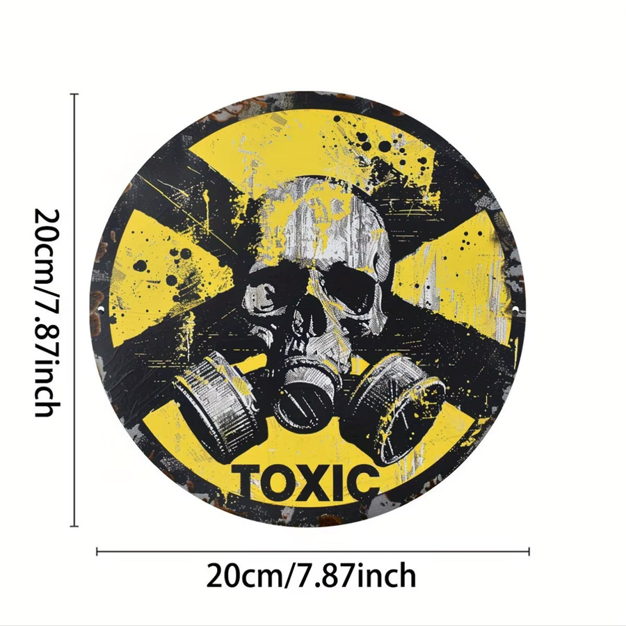 CIFBUY Vintage-Gefahrenschild Toxic als runde Wanddekoration aus Metall in Gelb, Durchmesser: 20,32 cm - Bild 4