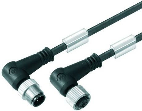 Weidmüller Sensor-Aktor-Steckverbinder M12 konfektioniert, gewinkelter Stecker und gewinkelte Buchse, schwarz, Kabellänge: 1,50 m - Bild 1