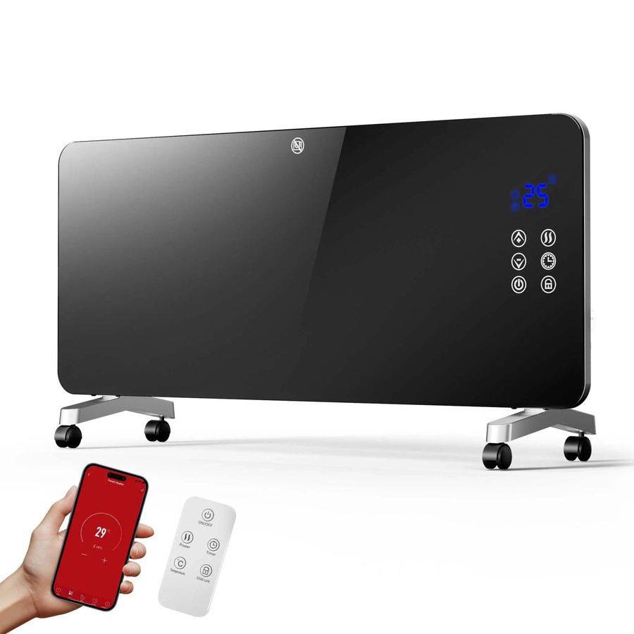 Wiltec Elektro Glasheizung 2000W Glaskonvektor mit Wifi in Schwarz - Bild 2