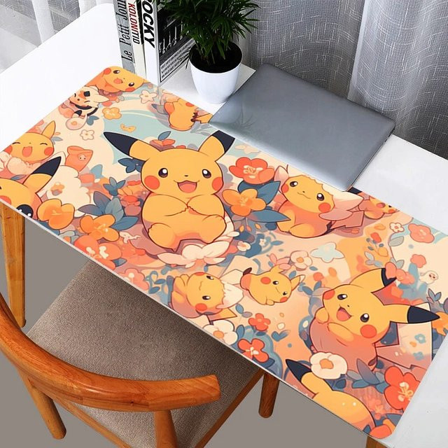Potdemiel Gaming Mauspad Pikachu Anime Design aus Gummi, B/T: 90 x 40 cm, Multicolour - Bild 1