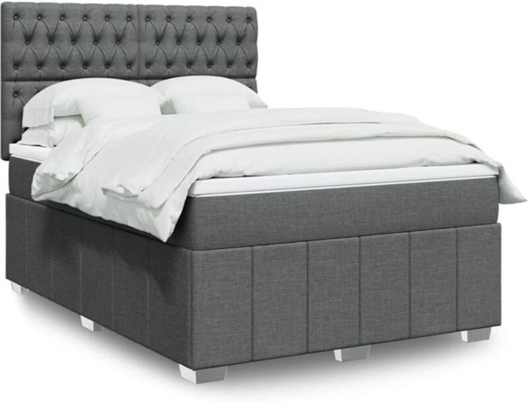 vidaxl Boxspringbett mit Matratze aus Stoff in Dunkelgrau, B/T/H: 140 x 190 cm - Bild 1