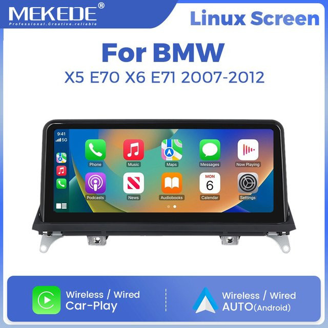 MEKEDE Linux-System Autoradio mit 10,25 Zoll Touchscreen für BMW X5 E70 X6 E71 E72 (2007-2014) inklusive Wireless Carplay, Android Auto, WIFI, Bluetooth und GPS-Navigation in Schwarz - Bild 1