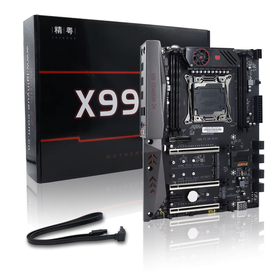 JGINYUE X99-TI D4 PLUS Motherboard-Kit mit Intel Xeon E5 2690 V4 CPU, LGA 2011-3, DDR4, ECC, M.2 NVMe und USB-C, Schwarz - Bild 6