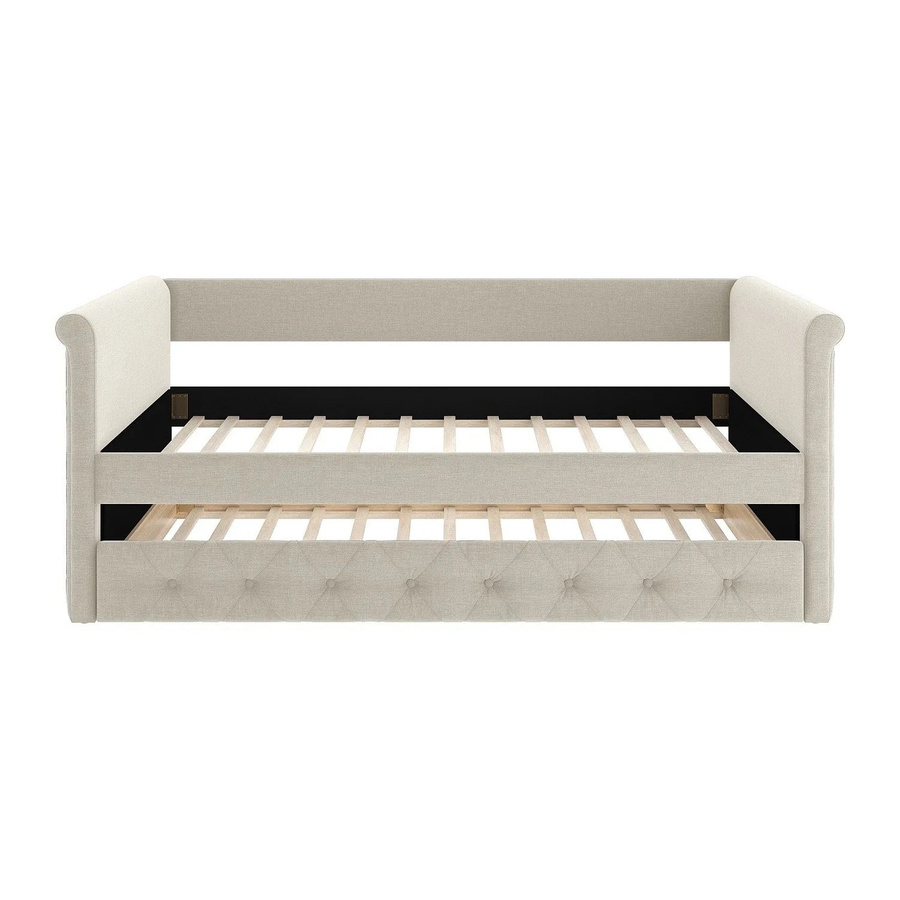 Vente-unique Sofabett Louise in Beige mit Schlaffunktion und Auszugsschublade, Stoff - Bild 2
