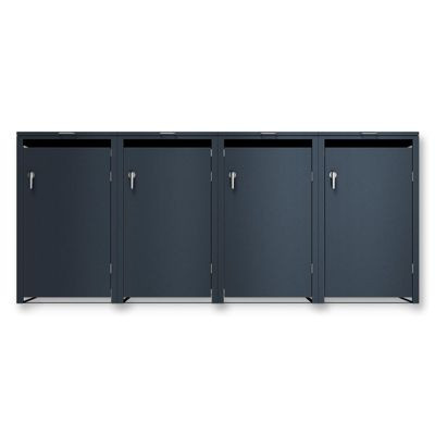 Metzler Mülltonnenbox 4er-Boxensystem aus Stahl, abschließbar, anthrazitgrau, B: 265,0 cm, T: 80,0 cm, H: 116,3 cm - Bild 2