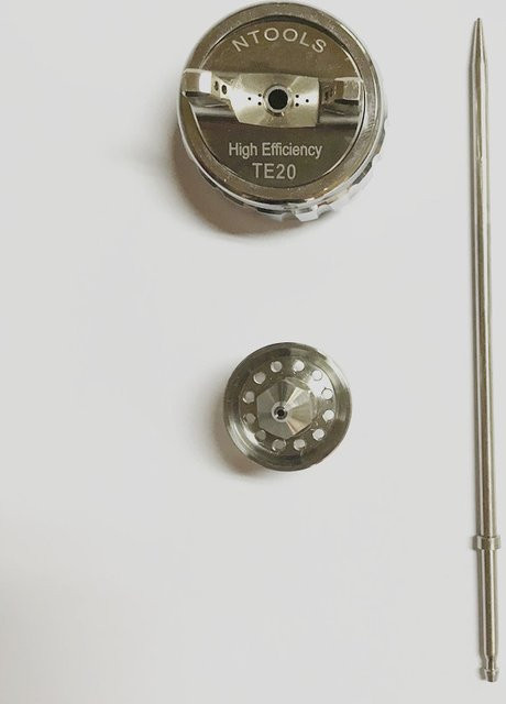 Spritzpistolen-Düse Set mit Nadel und Düsenkappe T110/TE20 in Silber, 1,3/1,8mm - Bild 1