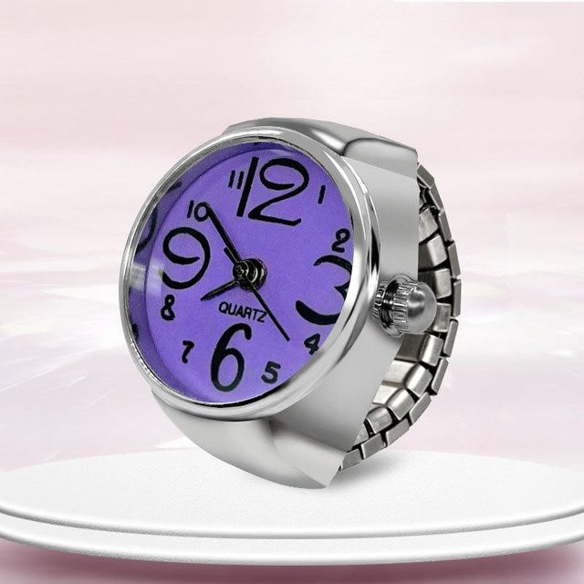 CC TOY Uhrenring, Edelstahl, Quarz, violett, Unisex - Bild 1