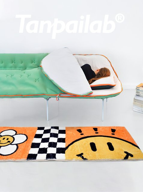VIKAMA Patchwork-Teppich mit Smiley-Gesicht in Multicolour, Kaschmirimitat, Rechteckig, B/T: 120 x 40 cm - Bild 1