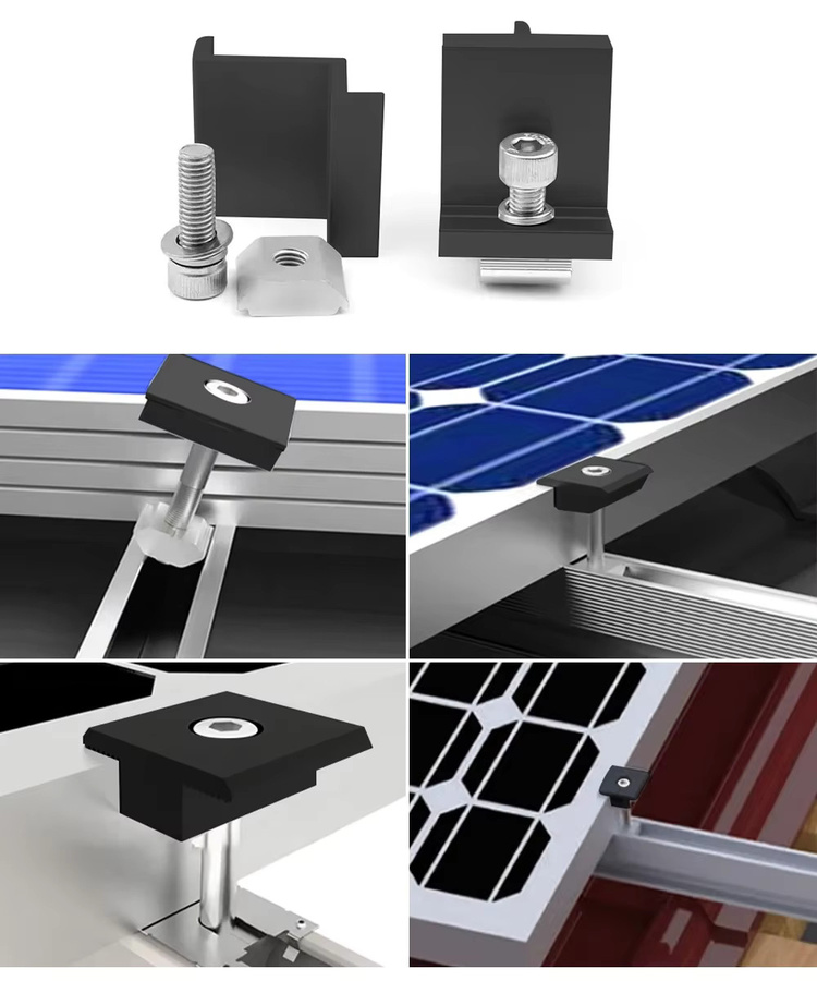 12er Set Solar Panel Halterung aus Aluminium für PV Schienen zur Trapezdach Montage inklusive Mittel- und Endklemmen - Bild 2
