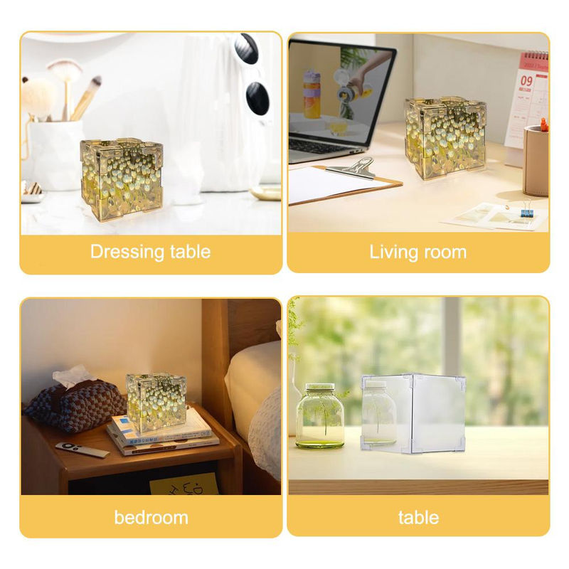 GoolRC DIY Tulpenlampe 2-in-1 Spiegel und Blumen Nachtlicht aus Acryl in Rosa - Bild 7
