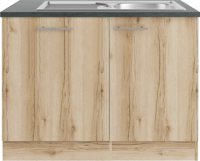 OPTIFIT Livorno290 Küchen-Spülenschrank-Set in Wildeiche Nachbildung, Anthrazit und Braun - Bild 1