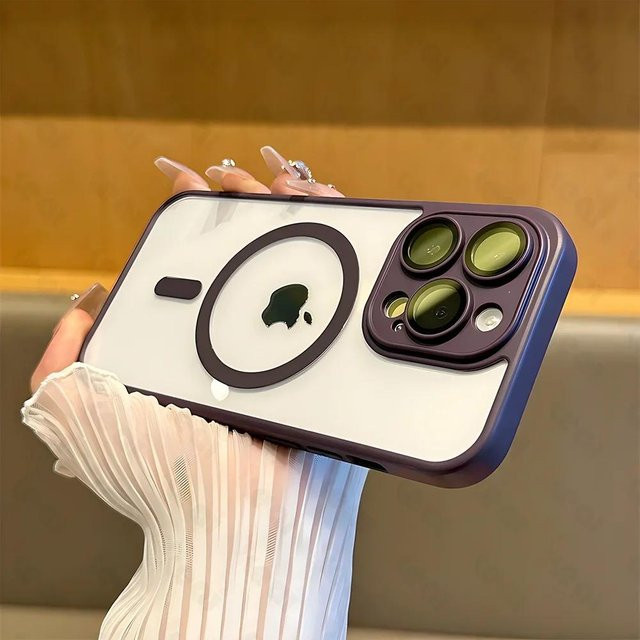 Yiran MagSafe Magnetische Kabellose Ladehülle für iPhone 16 15 14 13 12 11 Pro Max XR XS Stoßfeste Bumper-Abdeckung Transparent - Bild 1