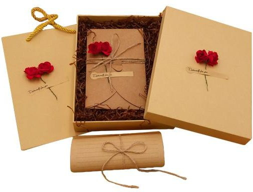 Amusedly Briefpapier und Umschlag Set im romantischen Vintage Stil mit Blumendekoration in Beige - Bild 1